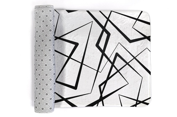 Tapijt Zwarte abstracte geometrische lijnen