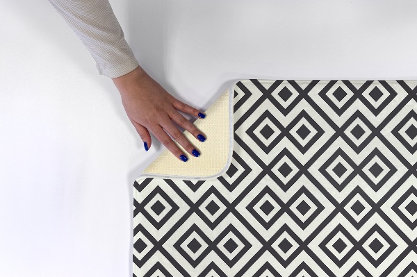Tapijt Zwart-witte geometrische ruitjes en vierkantjes