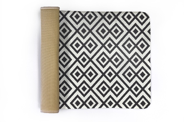 Tapijt Zwart-witte geometrische ruitjes en vierkantjes