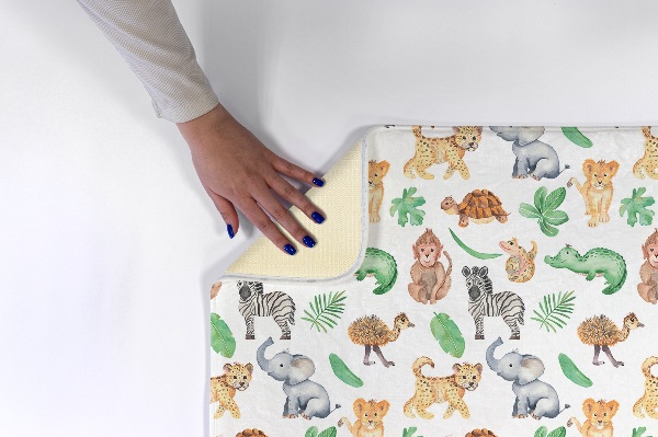 Tapijt Safari dieren en tropische bladeren