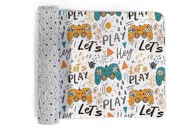 Vloerkleed Spelcontrollers en “Let's Play” belettering