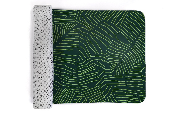 Vloerkleed Groene bladeren met een lineair patroon