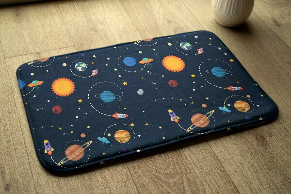 Vloerkleed Kosmisch motief met planeten en raketten