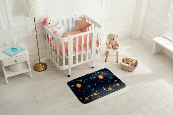 Vloerkleed Kosmisch motief met planeten en raketten