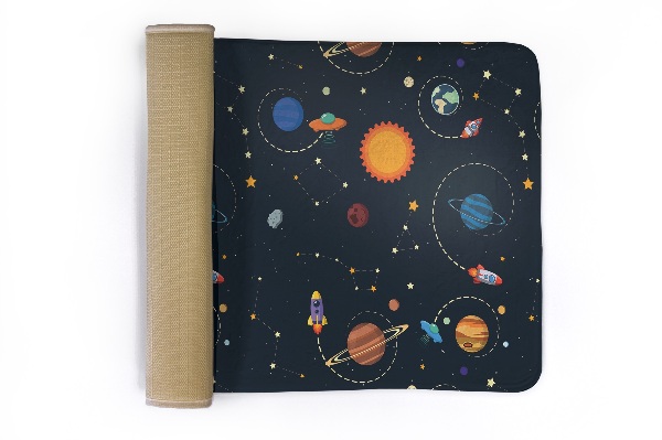 Vloerkleed Kosmisch motief met planeten en raketten