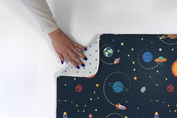 Vloerkleed Kosmisch motief met planeten en raketten