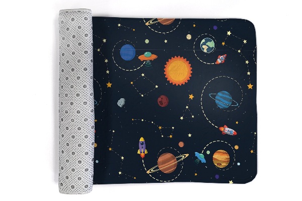 Vloerkleed Kosmisch motief met planeten en raketten