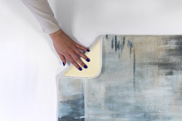 Vloerkleed Abstracte vage blauw-grijze penseelstreken