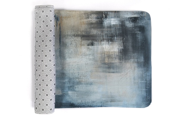 Vloerkleed Abstracte vage blauw-grijze penseelstreken