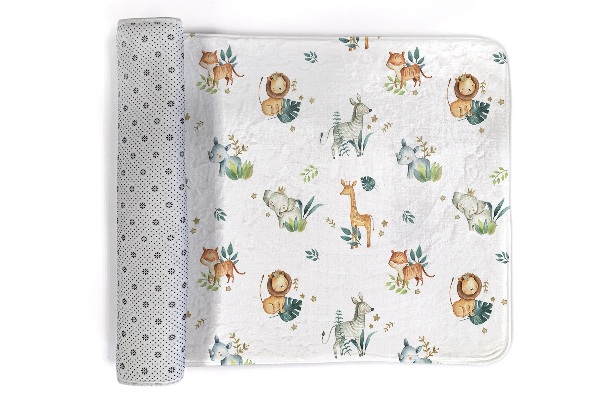Vloerkleed Safari dieren op een witte achtergrond
