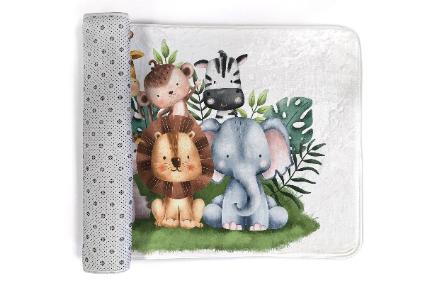 Vloerkleed Jungle dieren op gras