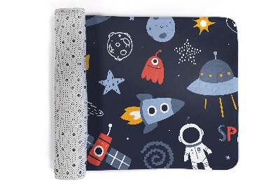 Vloerkleed Ruimtemotief met raketten en een astronaut