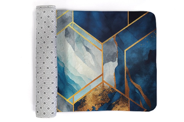 Kleed Geometrisch patroon met blauwe en gouden accenten