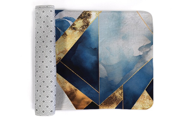 Kleed Geometrisch patroon in blauwe en gouden tinten
