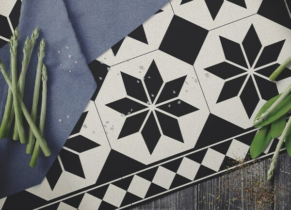 Vinyl vloerkleed Zwart -witte sterren