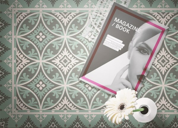 Vinyl vloerkleed Retro wielenpatroon