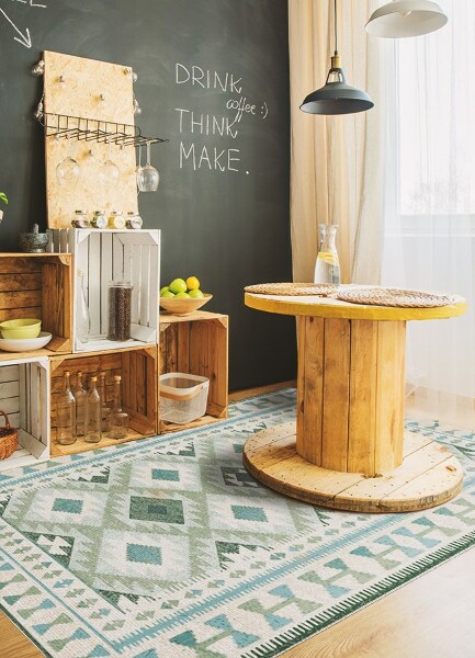 Vinyl vloerkleed Groene rombs