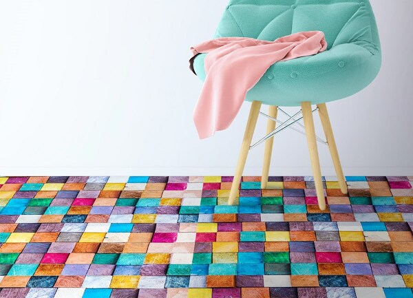 PVC mat Houten kubussen