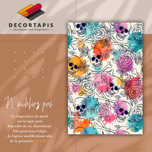 Vinyl vloerkleed Schedels en rozen