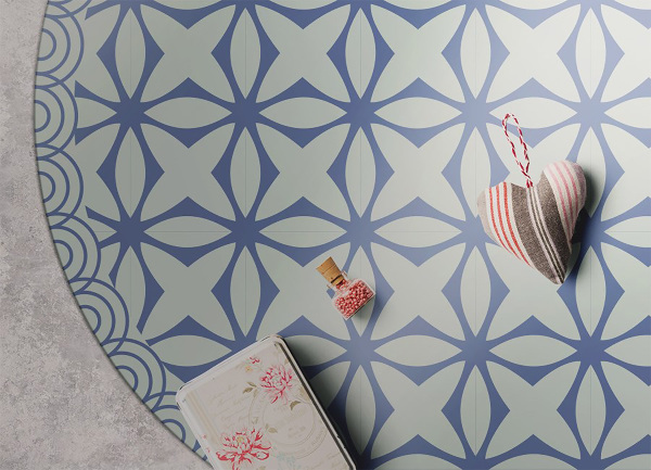 Rond vinyl tapijt Geometrische sterren