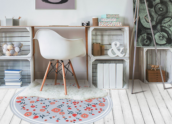 Rond vinyl tapijt Landelijke bloemen