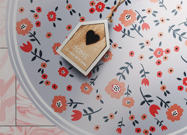Rond vinyl tapijt Landelijke bloemen