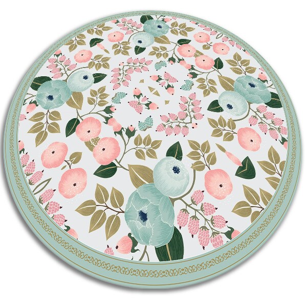 Vinyl vloerkleed rond Bloemen