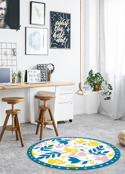 Rond pvc tapijt Abstracte bloemen