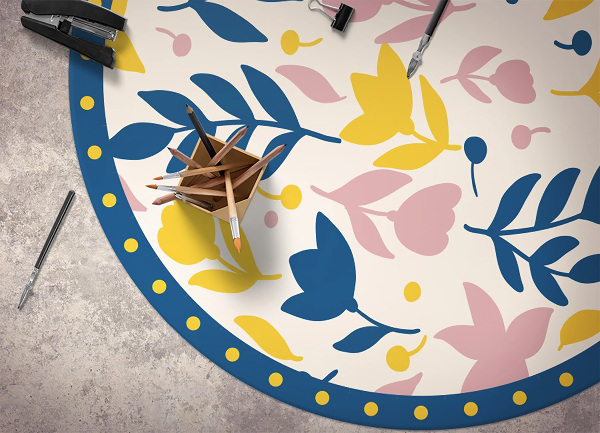 Rond pvc tapijt Abstracte bloemen