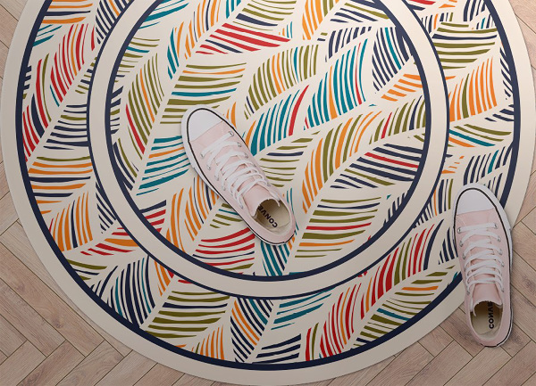 Vinyl vloerkleed rond Contourbladeren