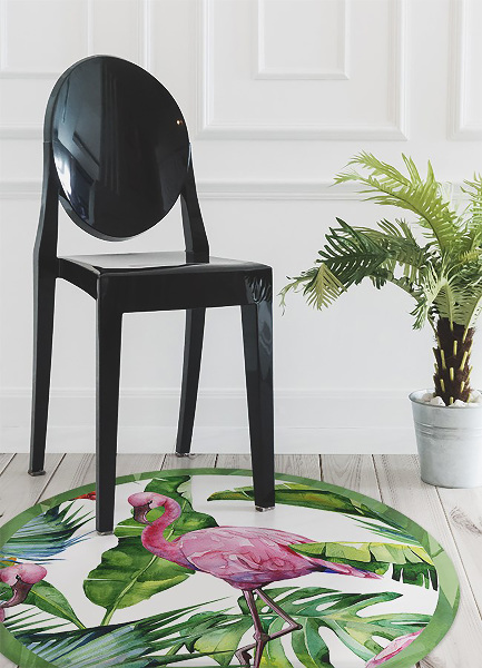 Vinyl vloerkleed rond Flamingos