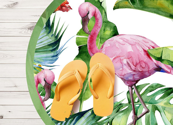 Vinyl vloerkleed rond Flamingos