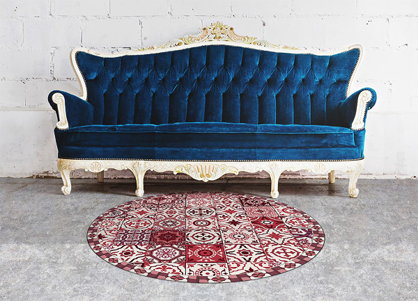 Vinyl vloerkleed rond Portugese tegels