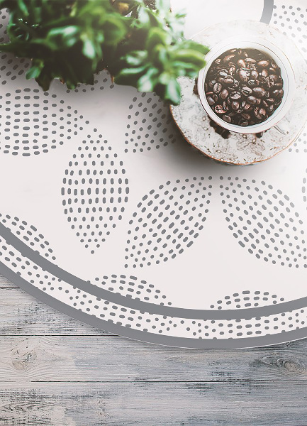 Vinyl vloerkleed rond Stippenbloemen
