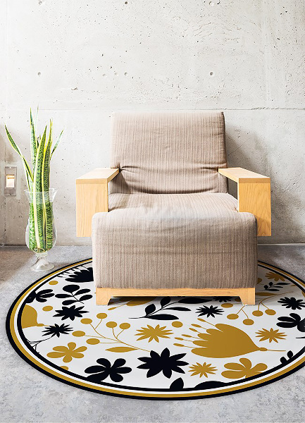 Vinyl vloerkleed rond Bloemenpatroon