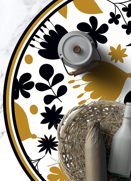 Vinyl vloerkleed rond Bloemenpatroon