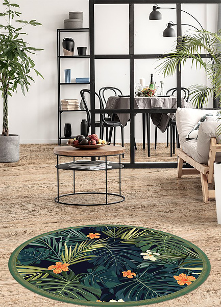 Rond vinyl tapijt Tropische bladeren