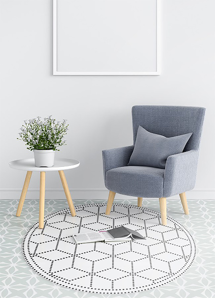 Vinyl vloerkleed rond Drie -dimensionale blokjes