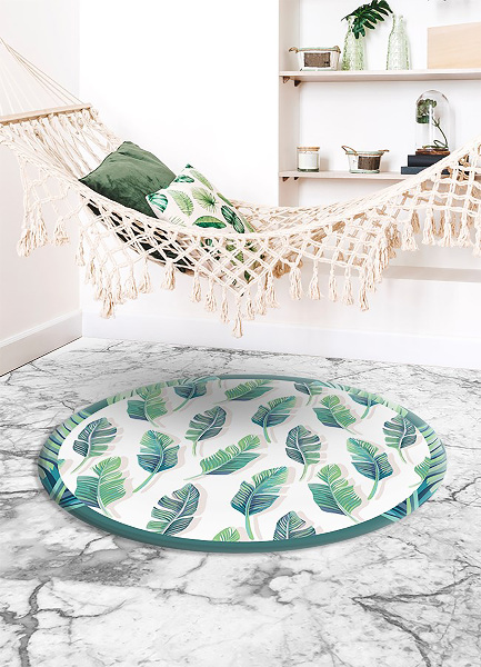 Vinyl vloerkleed rond Tropische bladeren