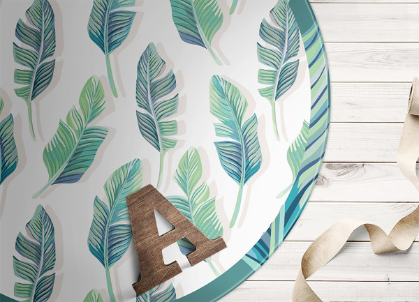 Vinyl vloerkleed rond Tropische bladeren