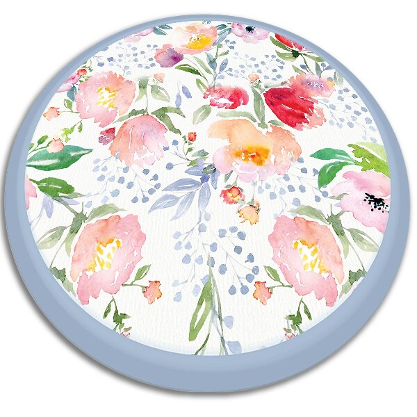 Rond vinyl tapijt Waterverfbloemen