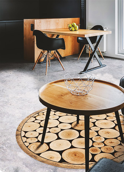 Vinyl vloerkleed rond Trunk cross -sectie