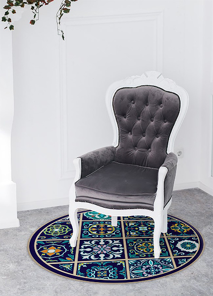 Vinyl vloerkleed rond Portugese tegels