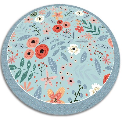 Rond vinyl tapijt Weide bloemen