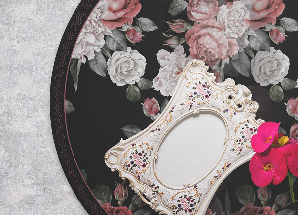 Rond vinyl tapijt Rozen