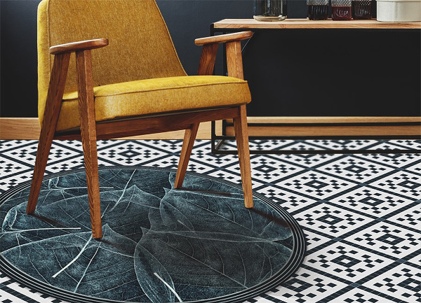 Rond vinyl tapijt Blad