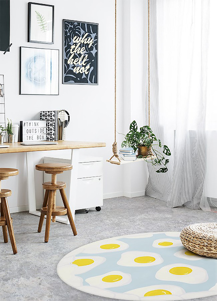 Rond pvc tapijt Gebakken eieren