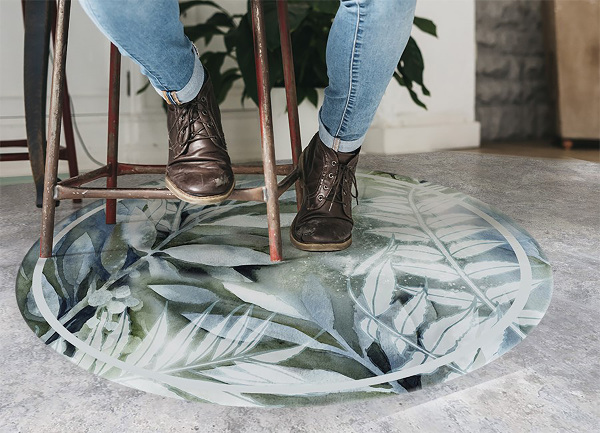 Vinyl vloerkleed rond Waterverfbloemen