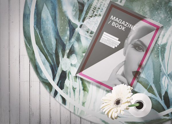 Vinyl vloerkleed rond Waterverfbloemen