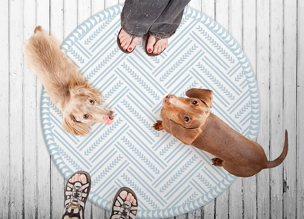 Vinyl vloerkleed rond Jodki zigzag